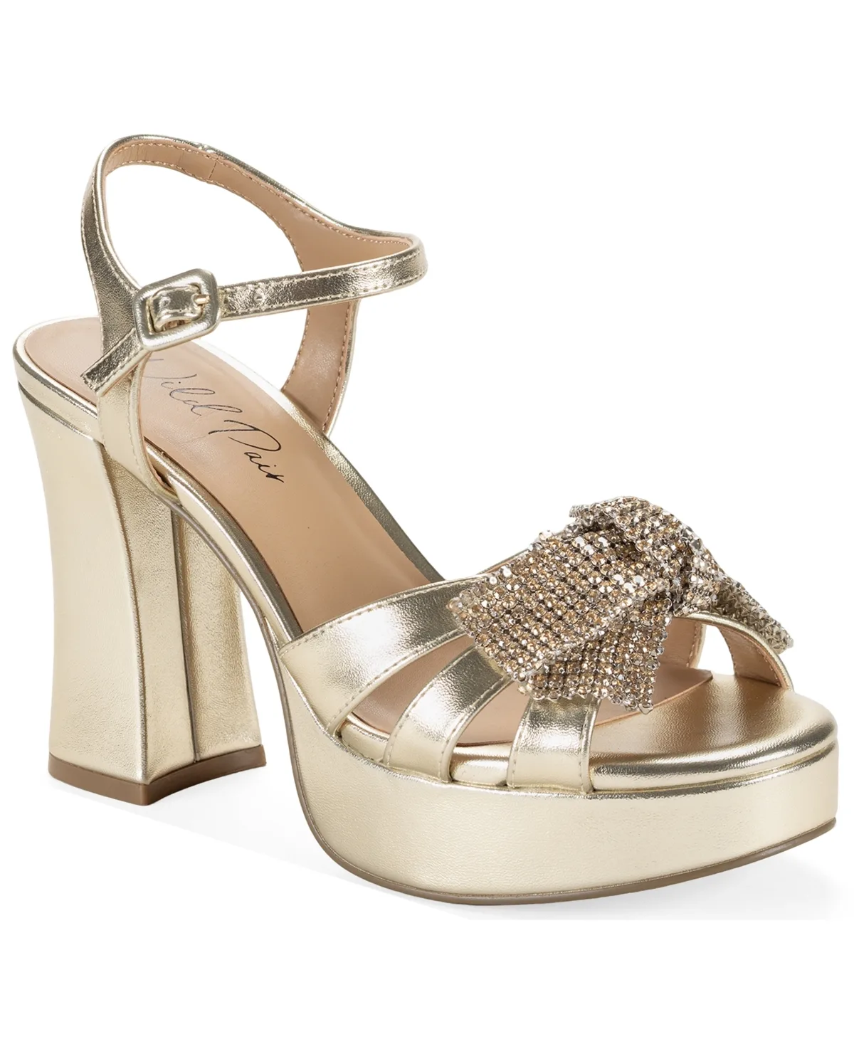 Keiiko Block-Heel Embellished-Bow Dress Sandals