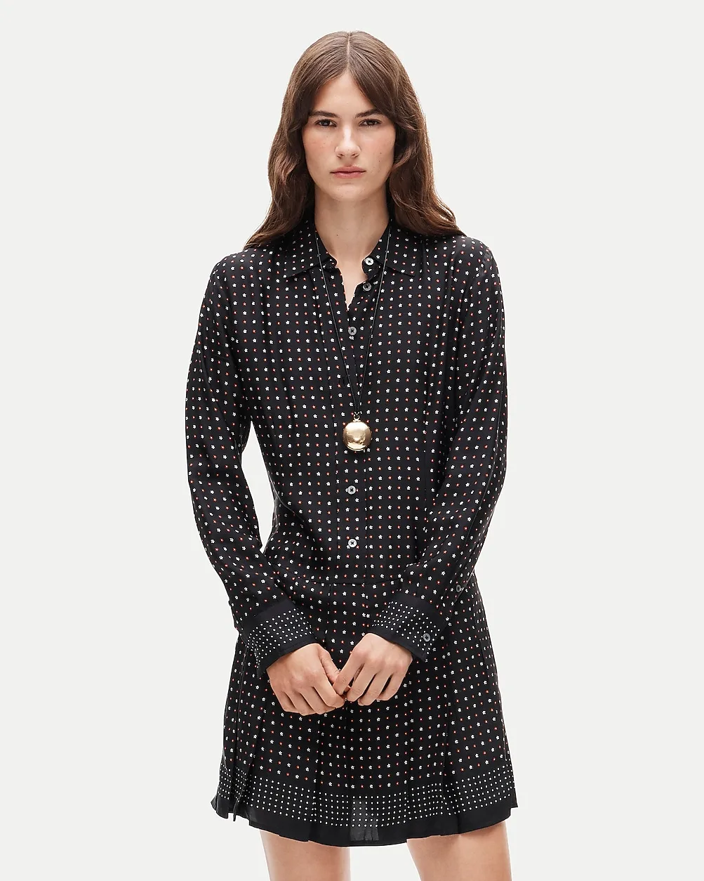 Ophelia Long-Sleeve Dress in Daisy-Print Viscose Twill by J.Crew