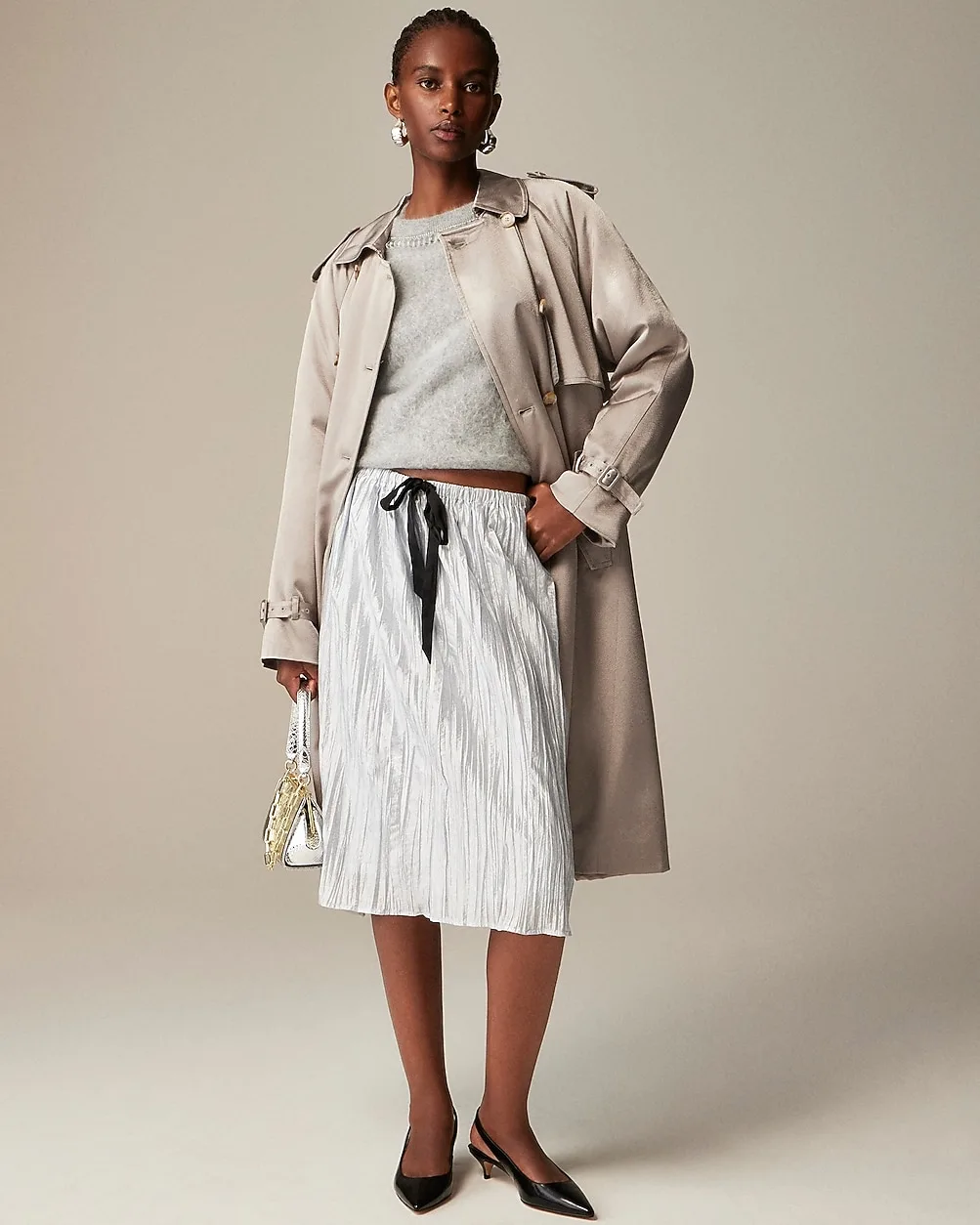 Collection Knee-Length Skirt in Crinkled Nylon by J.Crew