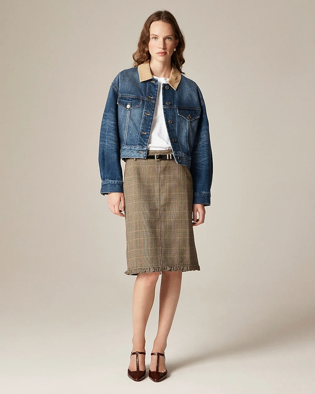 Oversized Cropped Trucker Jacket in Denim by J.Crew