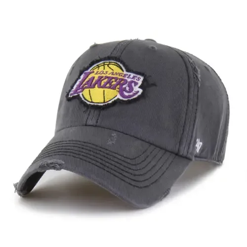 '47 Charcoal Los Angeles Lakers Weathered Clean Up Adjustable Hat by '47