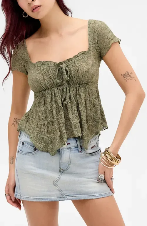 Piper Asymmetric Hem Stretch Lace Top by BDG Urban Outfitters