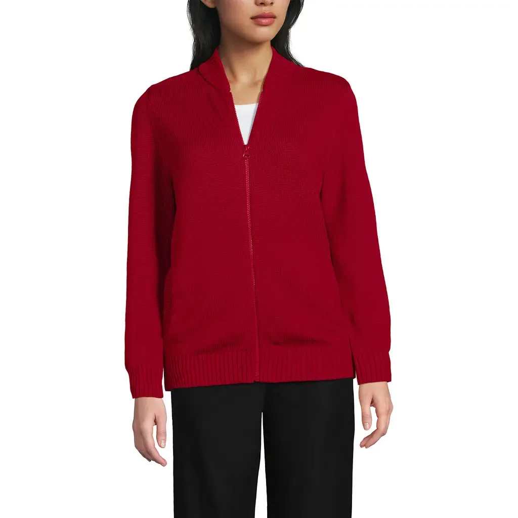 School Uniform Adult Legacy Full Zip Cardigan by Lands' End