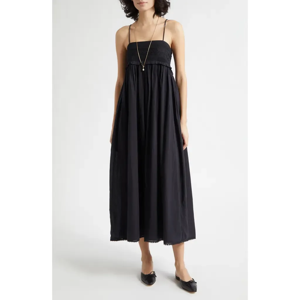 Danielle Embroidered Lace Ruffle Trim Midi Dress by POSSE