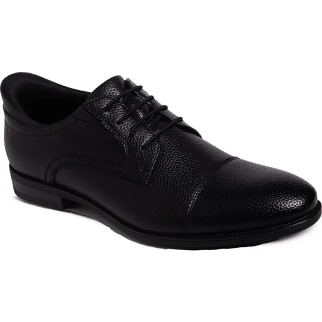 Baker Street Hands Free Technology Leather Cap Toe Dress Oxford in Black Grainy Leather by Marc Joseph New York