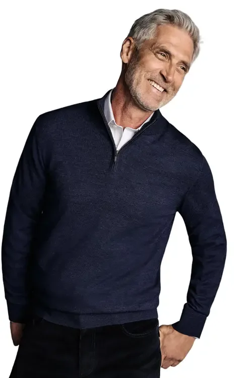 Pure Merino Zip Neck Sweater by Charles Tyrwhitt