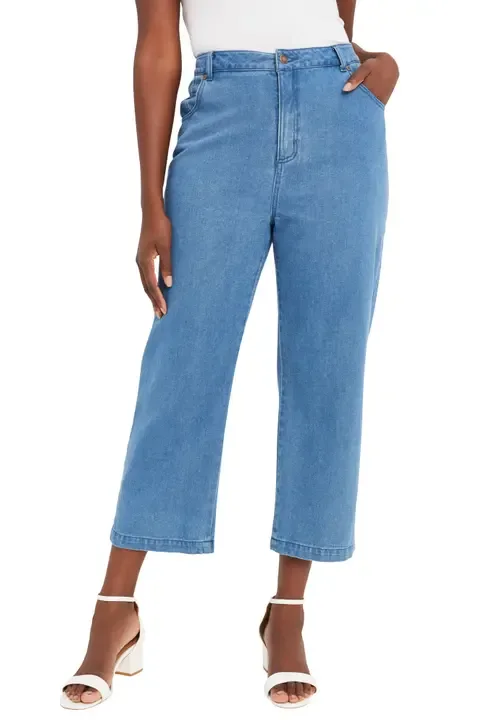 Classic Cotton Denim Capri by Jessica London