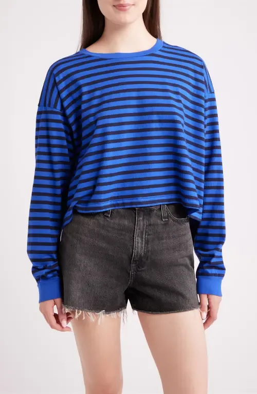 Meet N Greet Striped Long Sleeve Cropped T-Shirt by Daydreamer