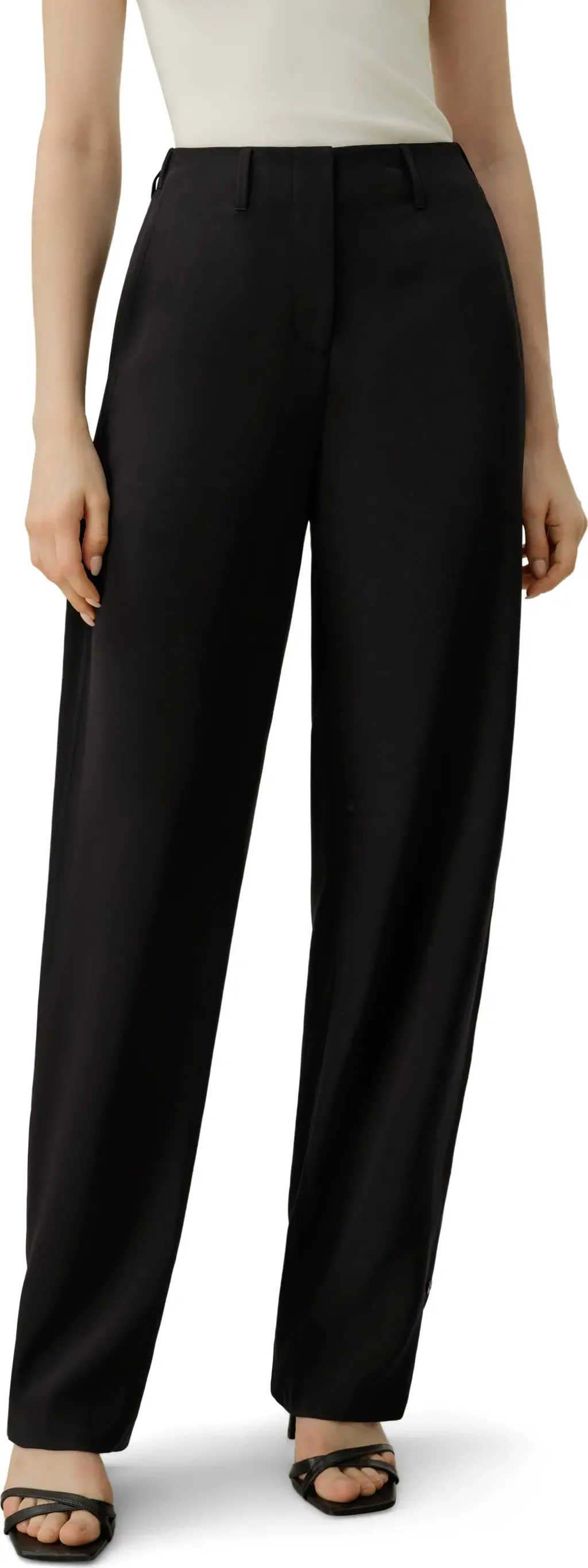 Curved Seam Silk Crepe Pants