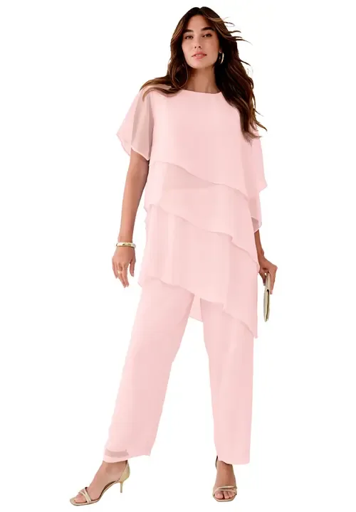 2 Piece Tierred Ruffle Top and Pant Set by Roaman's
