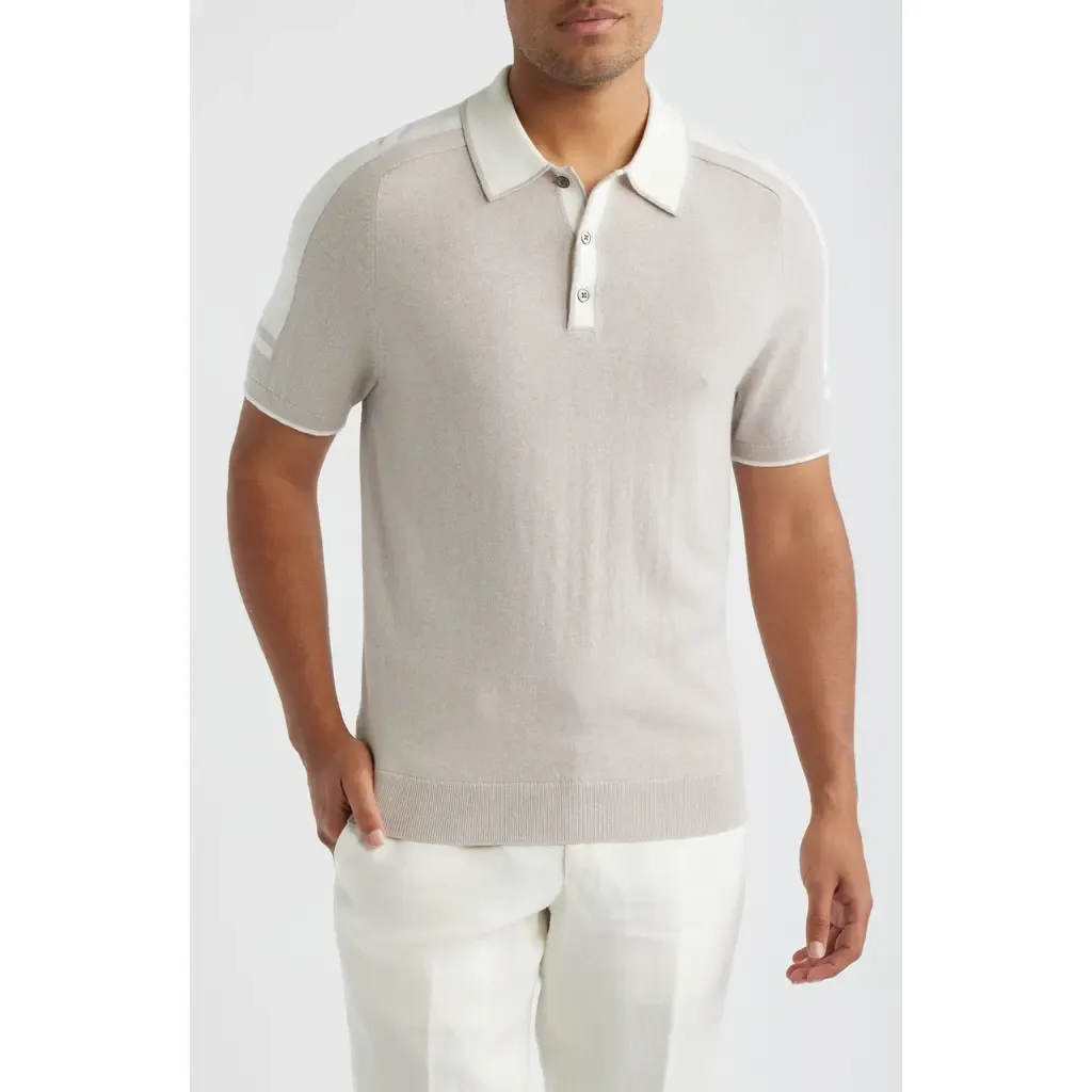 Brunswick Intarsia Stripe Wool & Cotton Polo Sweater by Reiss