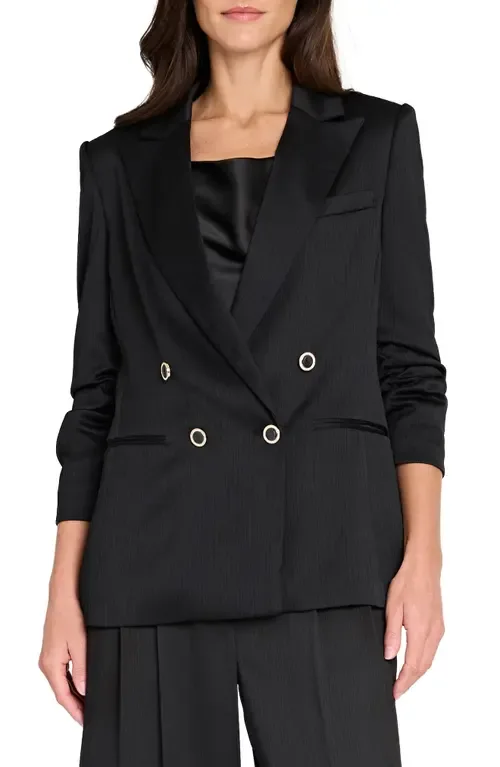 Double Breasted Crinkle Satin Blazer by Tahari ASL