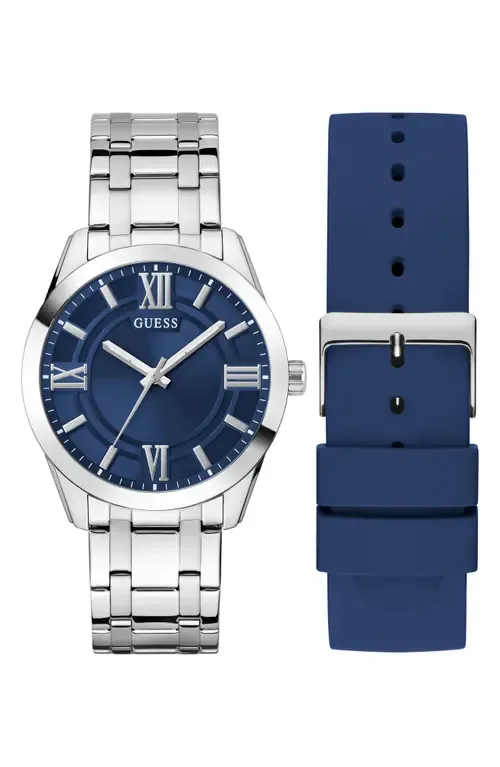 Elliot Blue Dial Watch Box Set, 44mm by GUESS