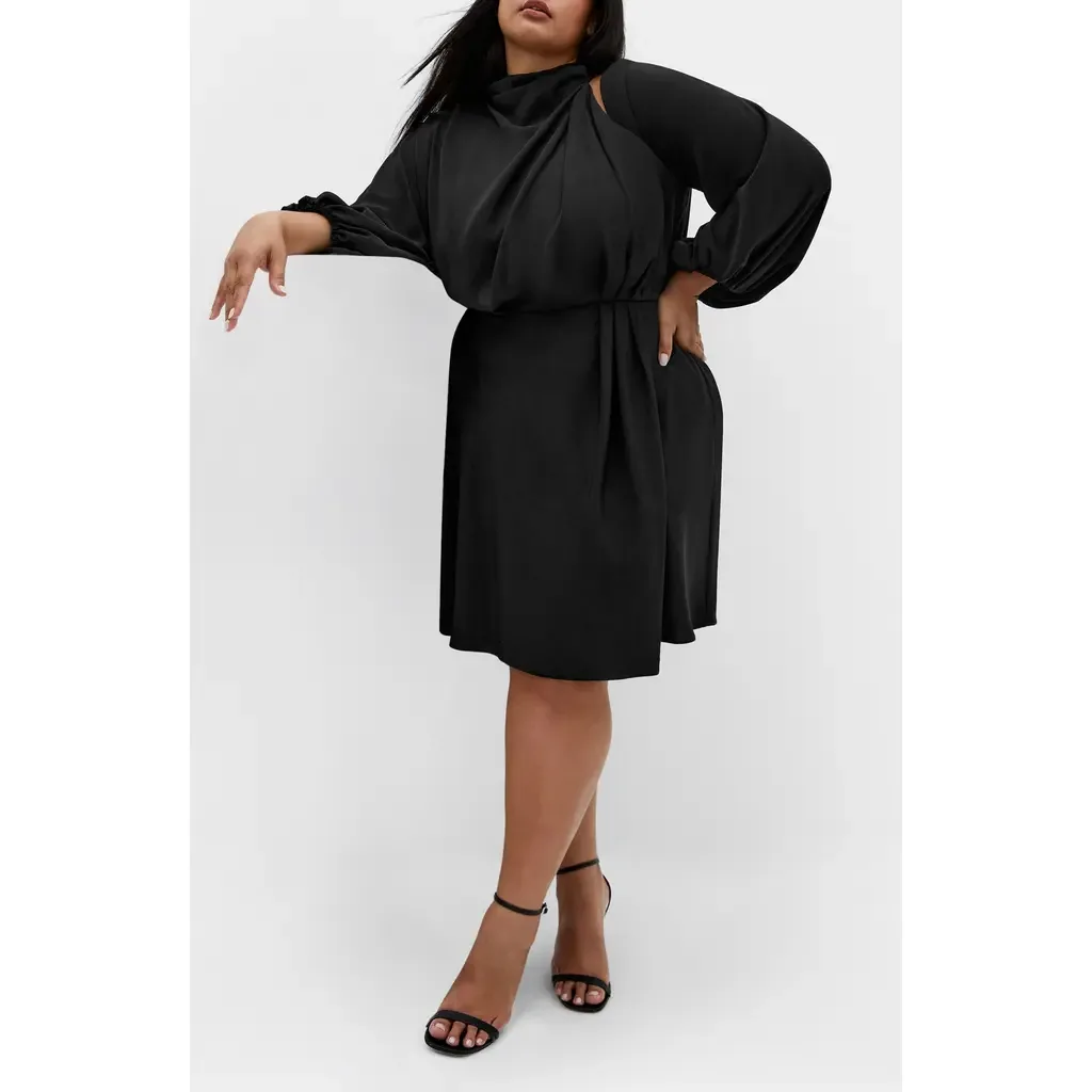 Jaylee Shoulder Cutout Long Sleeve Dress by City Chic