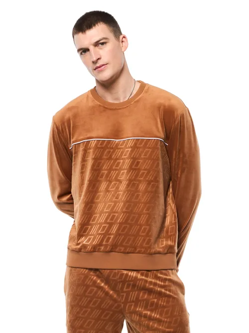 Bandiera Debossed Velour Crewneck by Sergio Tacchini