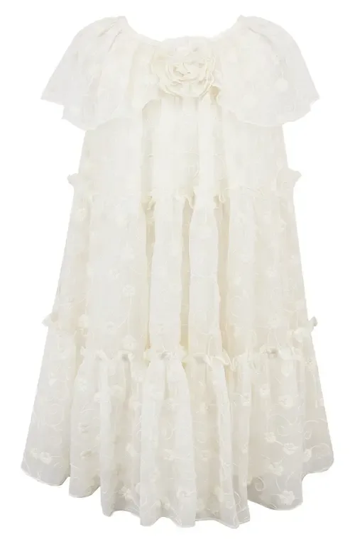 Embroidered Mesh Tiered Dress by Zunie