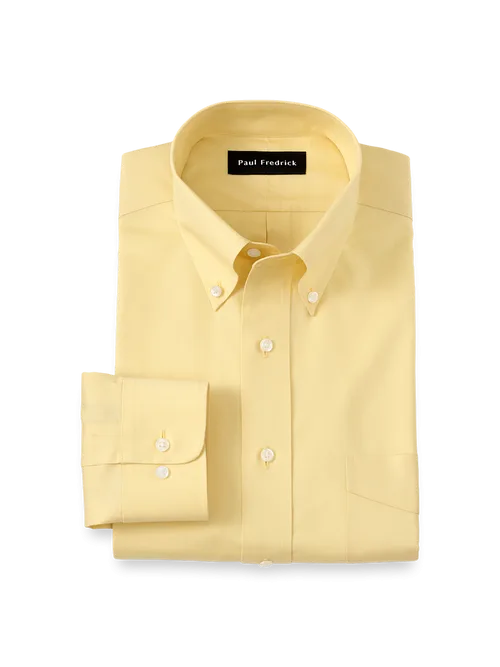 Slim Fit Non-Iron Cotton Pinpoint Solid Button Down Collar Dress Shirt by Paul Fredrick
