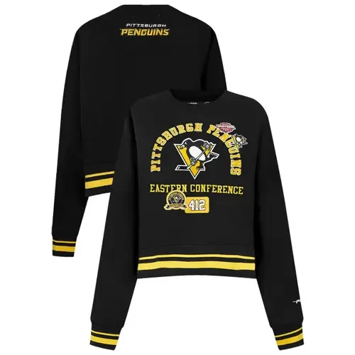 Pro Standard Pittsburgh Penguins Area Code Cropped Pullover Sweatshirt by PRO STANDARD