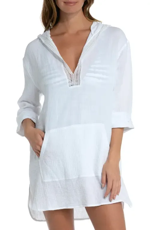 Hooded Cotton Gauze Cover-Up Tunic by La Blanca