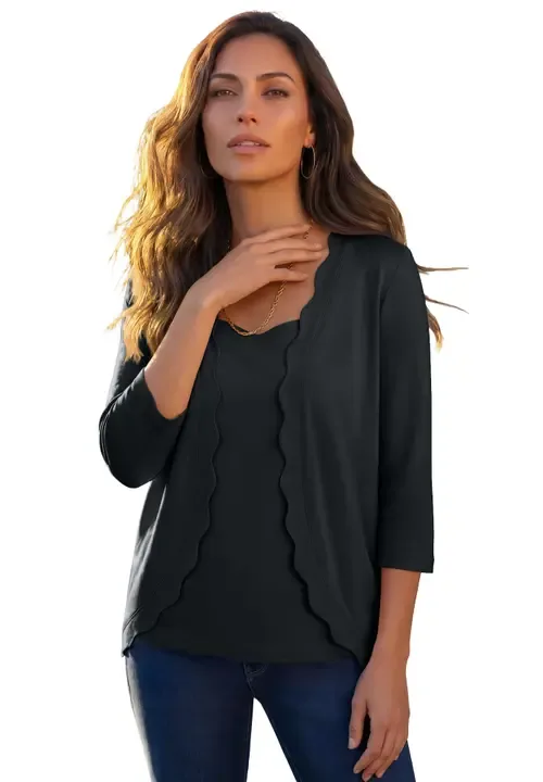 Scalloped Cardigan and Tank Set by Roaman's