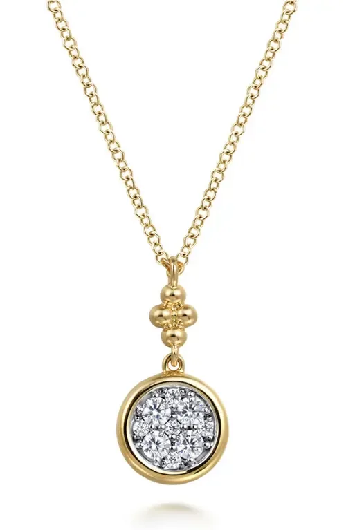 Bujukan Diamond Cluster Drop Pendant Necklace in Two Tone