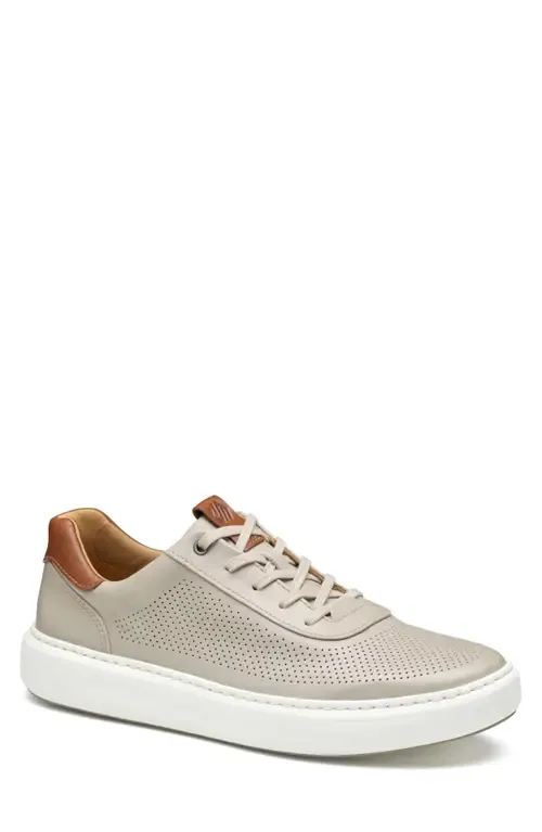 Anders Perforated Sneaker in Beige Full Grain