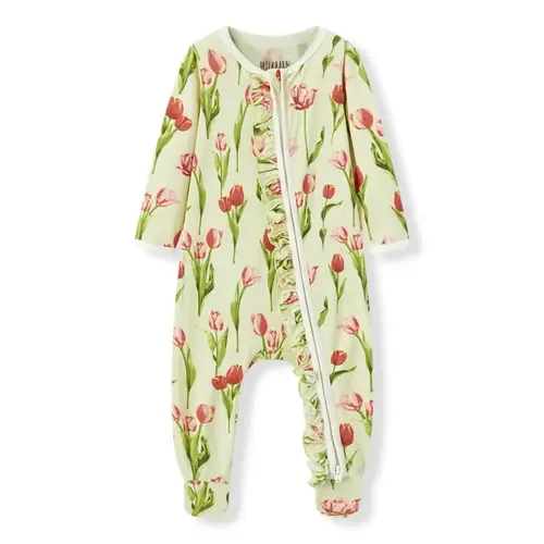 Luxe Stretch Ruffle Footed Romper by Milkbarn