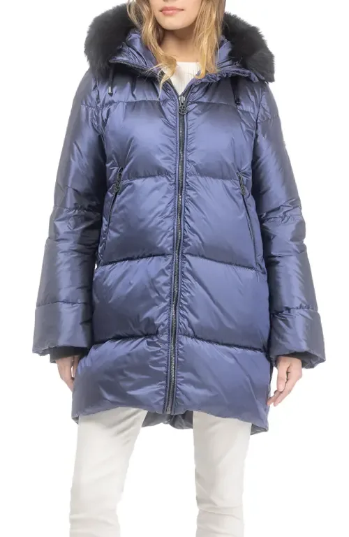 Apres-Ski Horizontal Jacket with Detachable Genuine Shearling Hood Trim by GORSKI