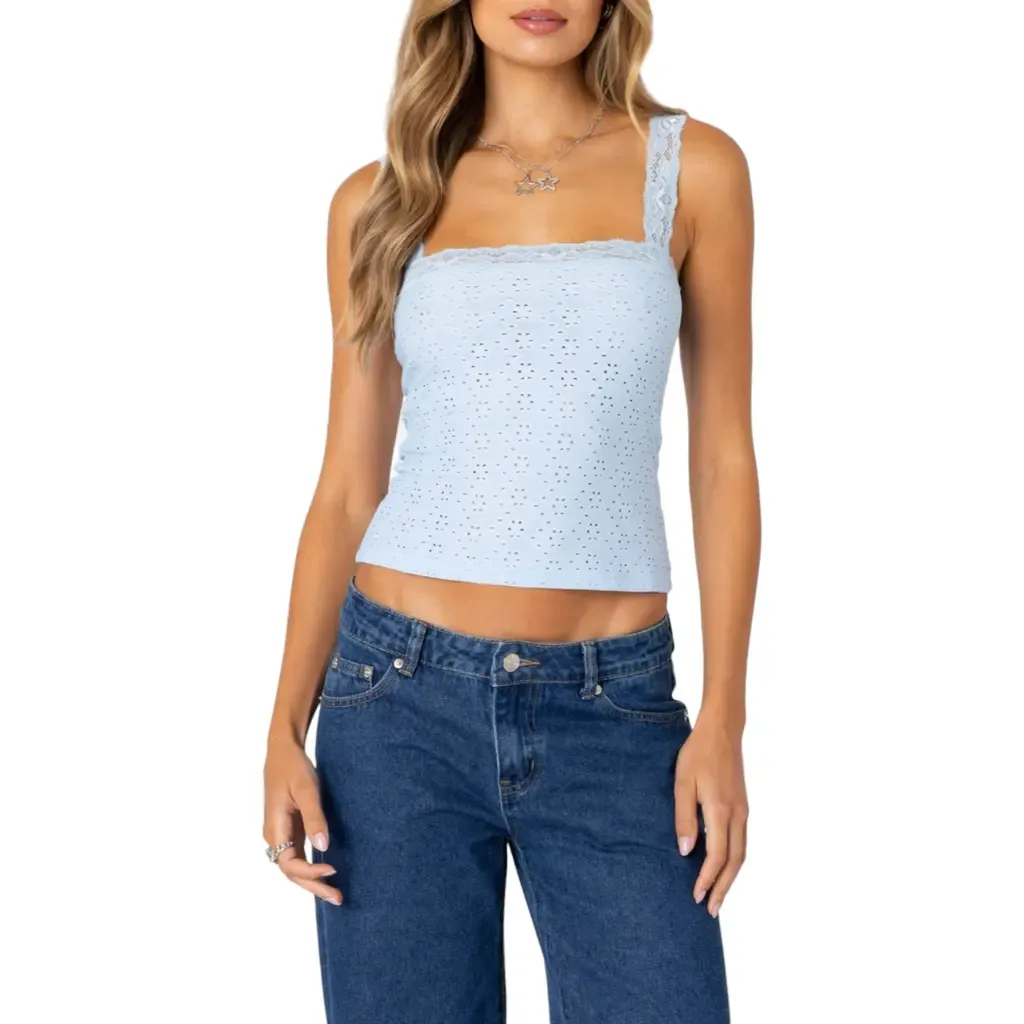 Virginia Lace Trim Eyelet Tank Top