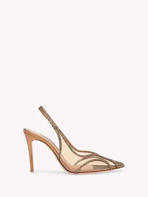 Brenda Pump in Gold Suede and Tpu by Gianvito Rossi