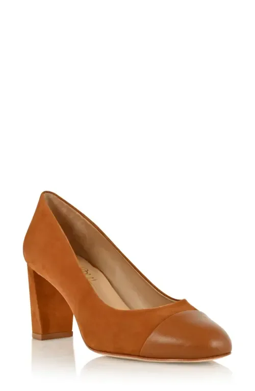 Sandra Leather Cap Toe Pump in Autumn Kid Suede by Joan Oloff