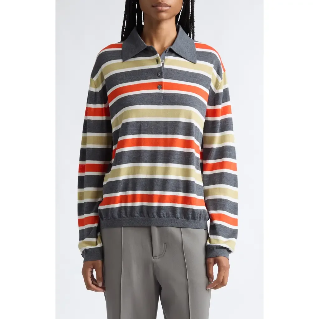 Ryan Stripe Merino Wool Polo Sweater