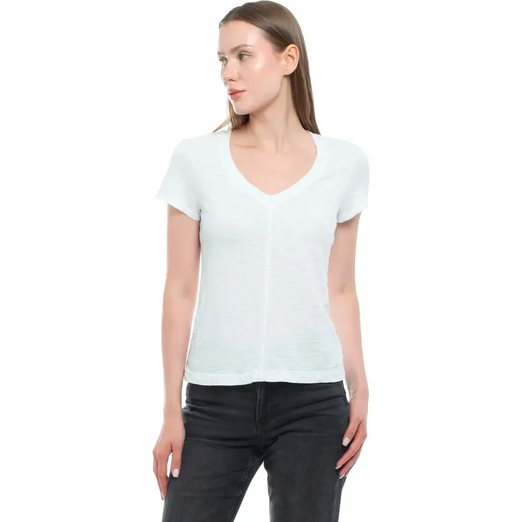 Slim Deep V-Neck Rib Back Tee by WILT Clothing