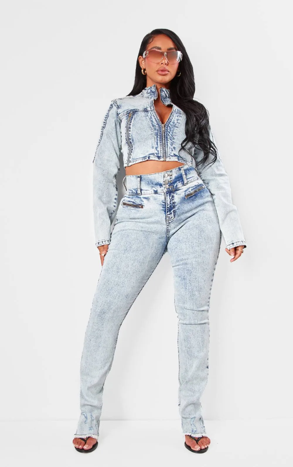 Shape Denim High Waisted Ripped Hem Jeans by PrettyLittleThing