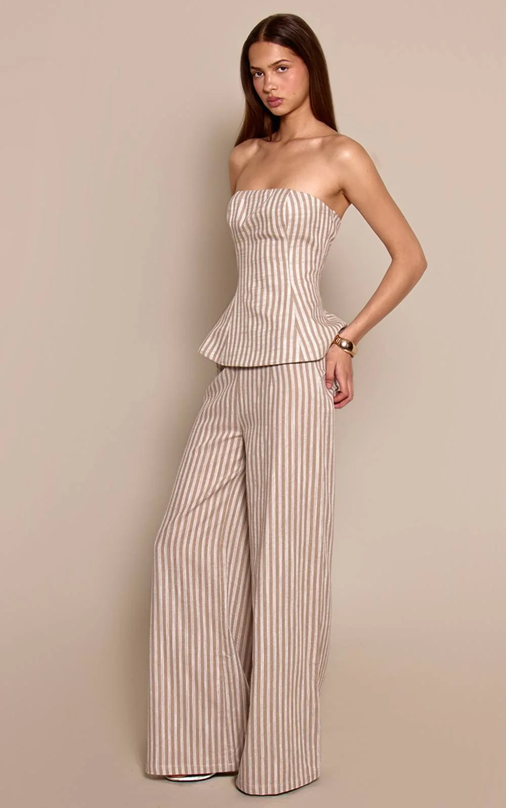 Stripe Linen Tailored Trousers Co-Ord by PrettyLittleThing