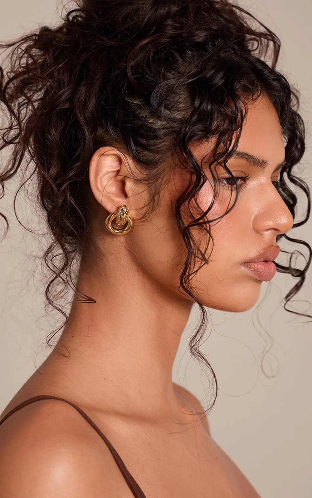 Stainless Steel Textured Door Knocker Earrings
