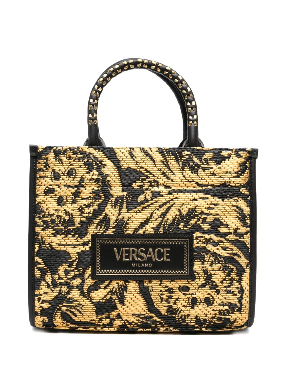 Small Barocco Athena Raffia Tote Bag by Versace Pre-Owned