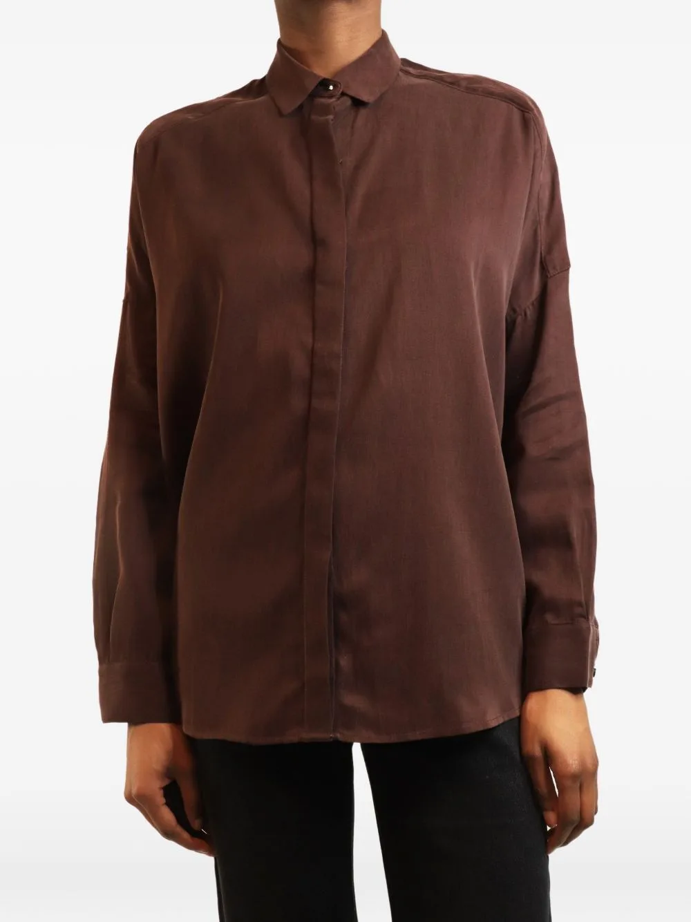 Satin-Finish Long-Sleeve Shirt by Sessùn