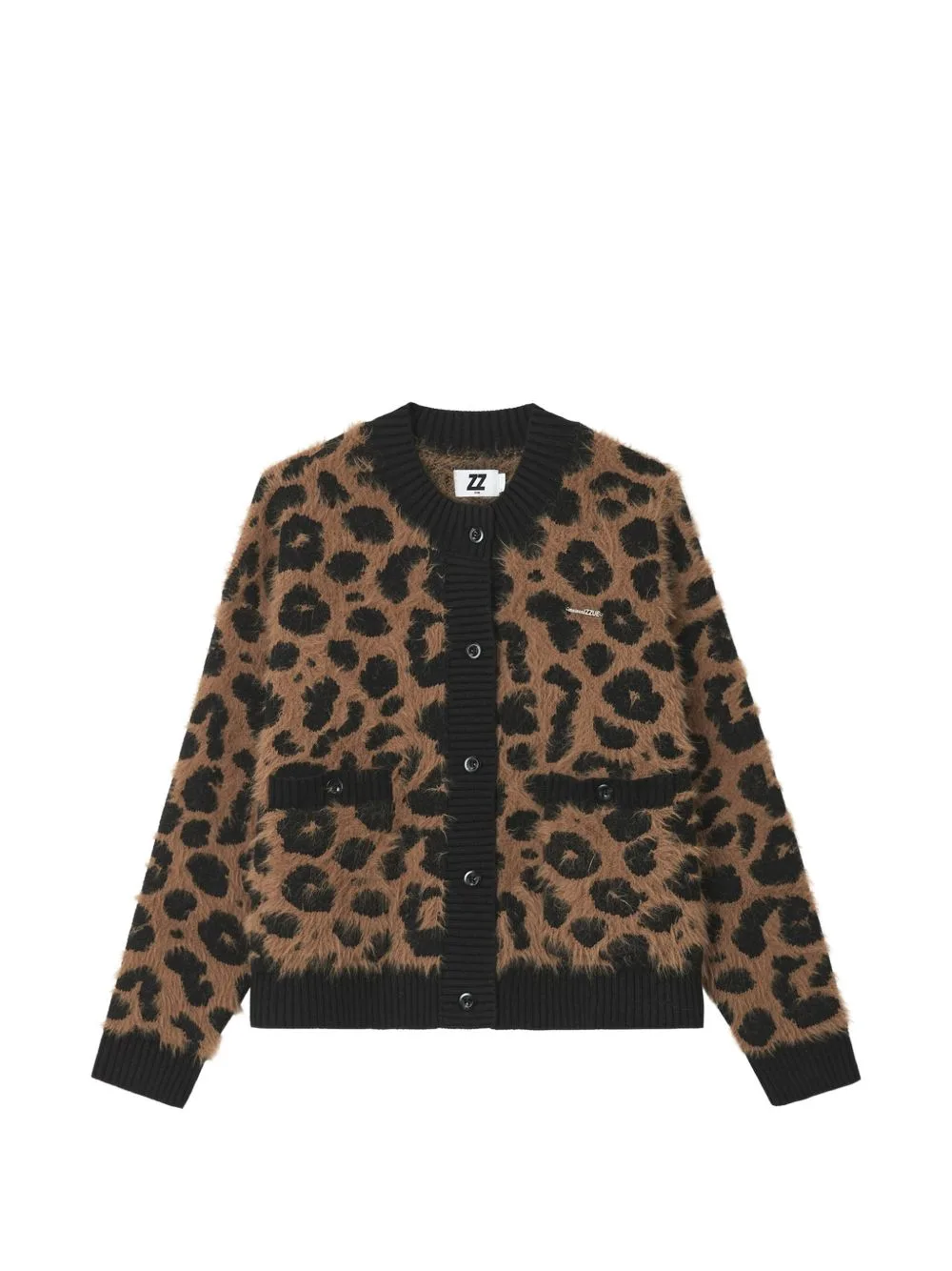 Leopard-Print Brushed-Knit Cardigan by izzue