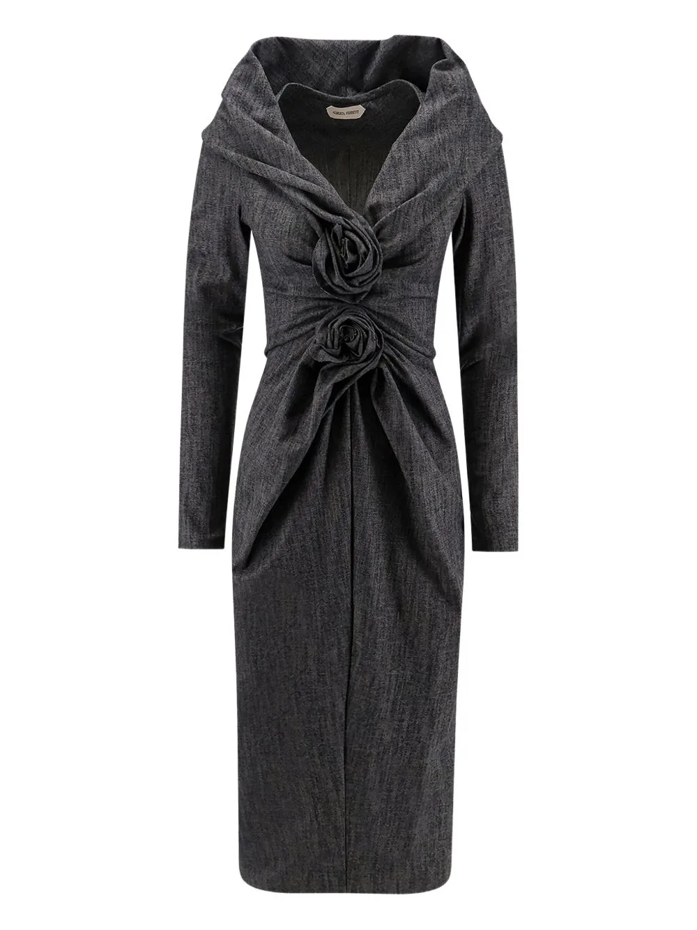 Ruffled Long-Sleeve Midi Dress by Alberta Ferretti