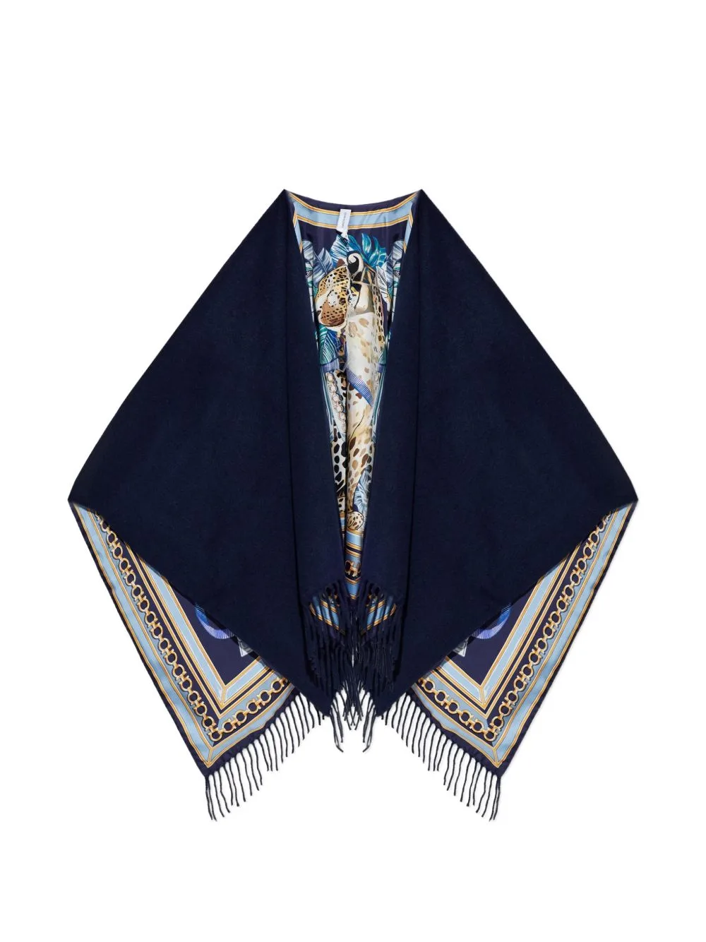 Feline-Print Cashmere and Silk Reversible Cape by Ferragamo