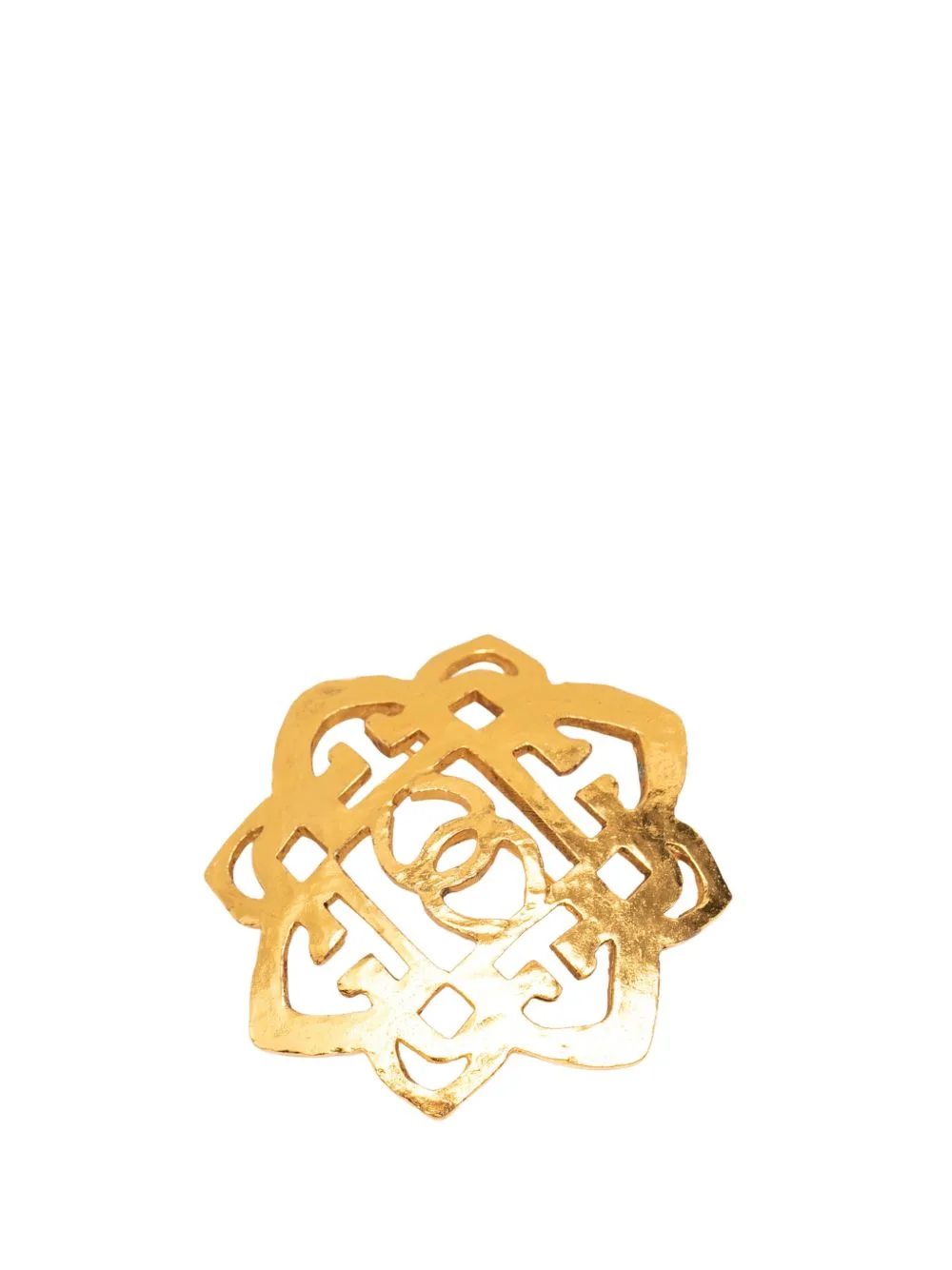 1980-1990 CC Gold Plated Filigree Brooch Costume Brooch by CHANEL Pre-Owned