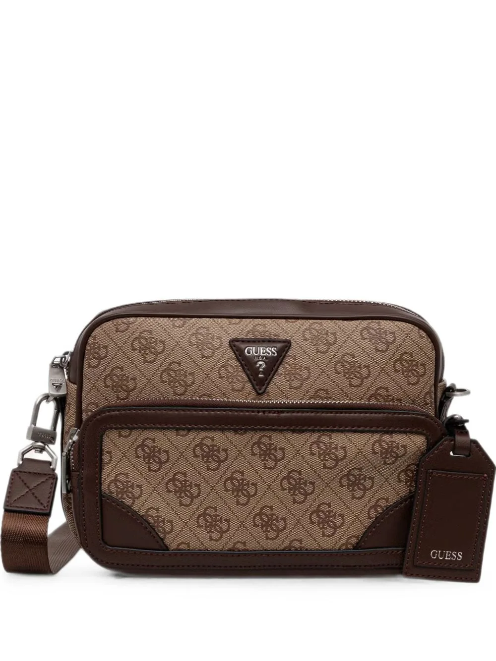 Monogram-Print Logo-Plaque Messenger Bag by GUESS USA