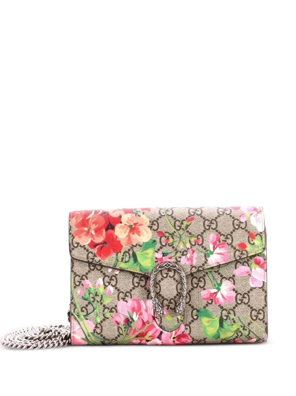Dionysus Chain Wallet Blooms Print GG Coated Canvas Small Crossbody Bag by Gucci Pre-Owned