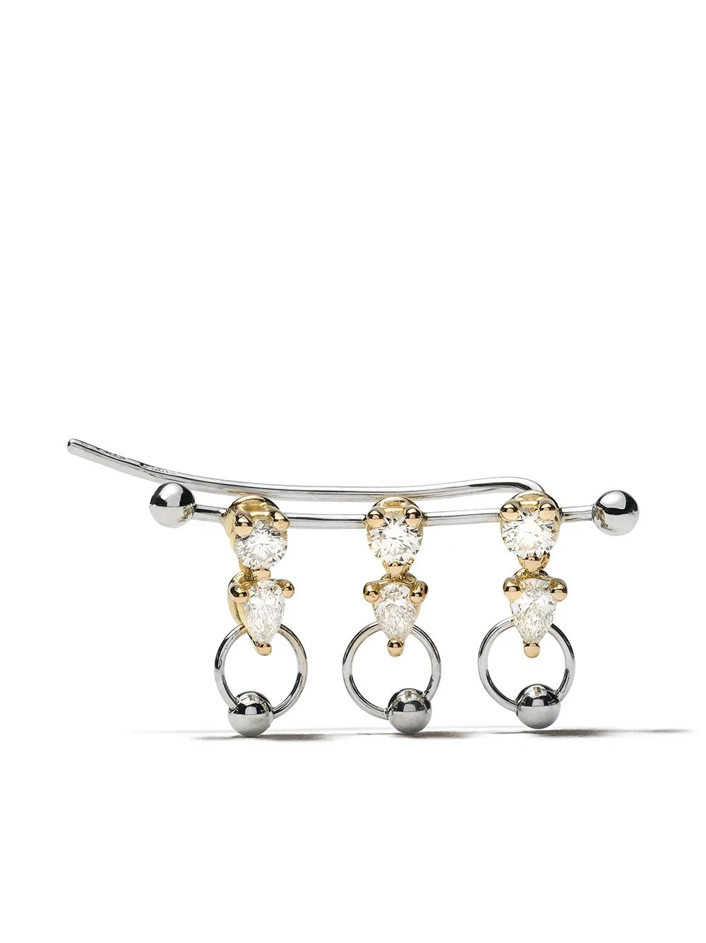 18kt White and Yellow Gold Two in One Diamond Earring by Delfina Delettrez