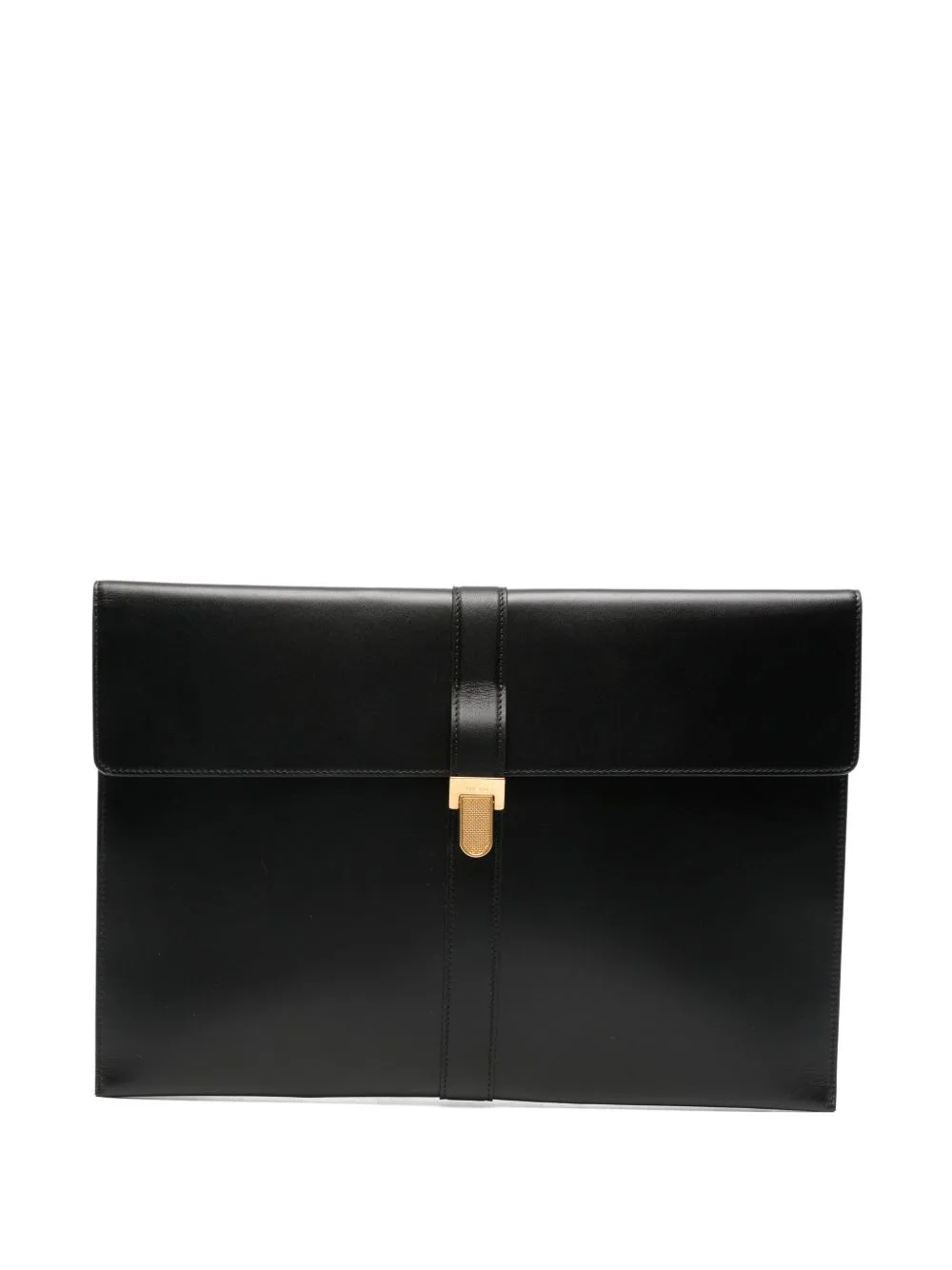 Foldover Leather Clutch Bag