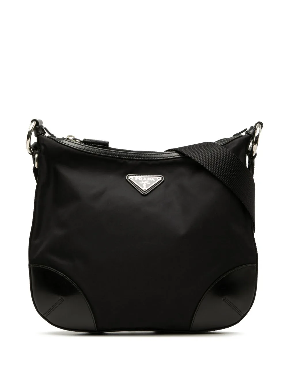 2013-2026 Leather Trimmed Tessuto Zip Top Crossbody Bag by Prada Pre-Owned