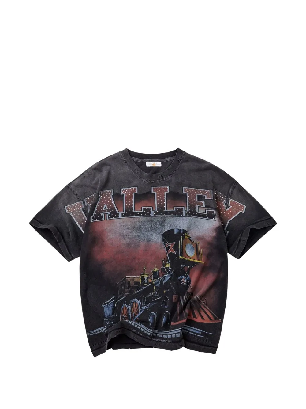 Graphic-Print Distressed T-Shirt by Vale