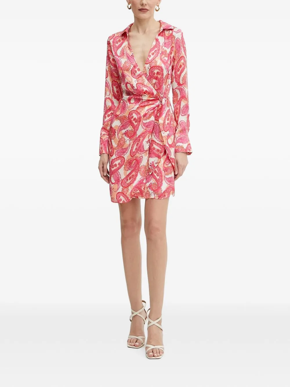 Paisley-Print Wrap Mini Dress by Morgan