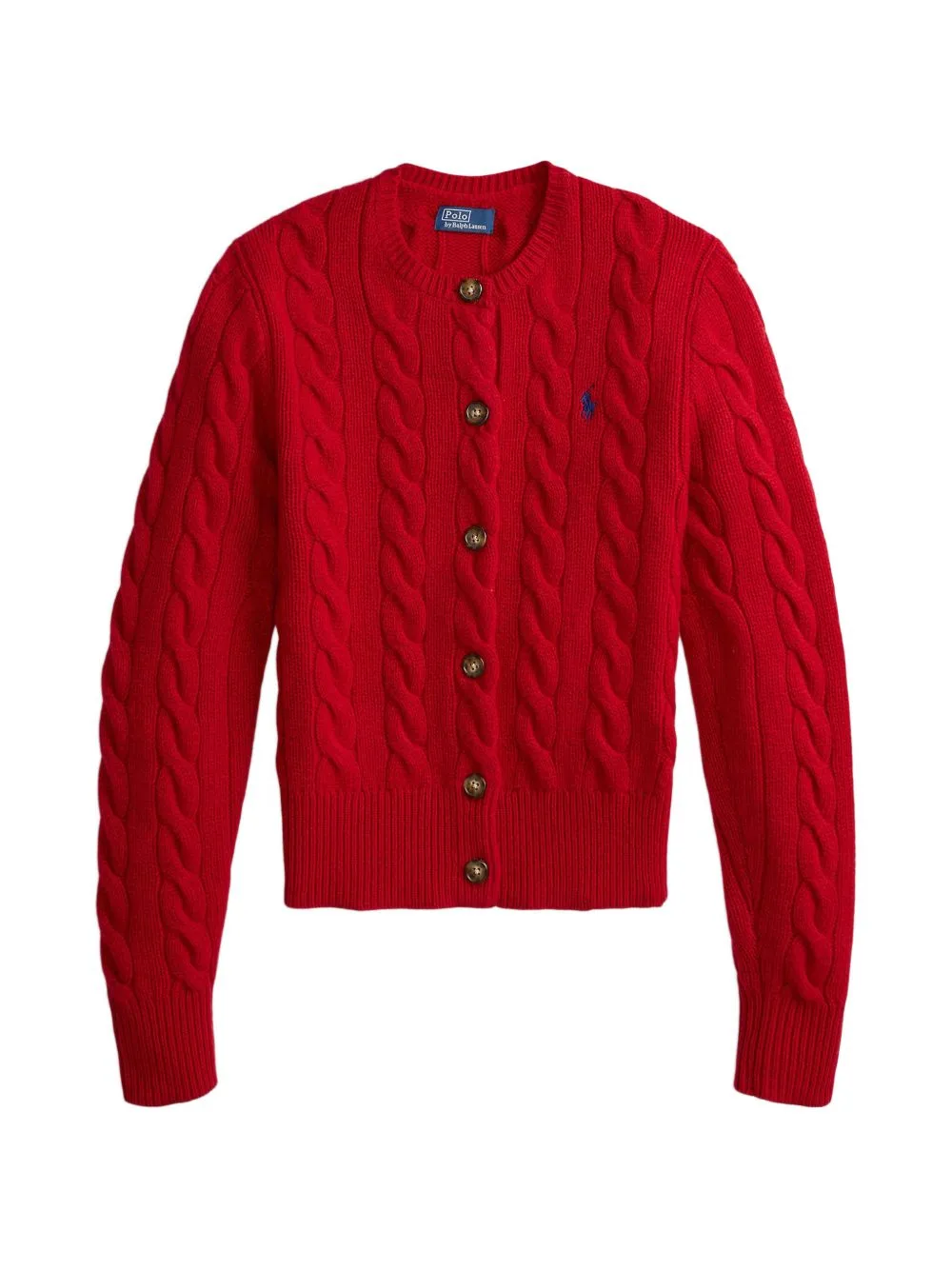 Cable-Knit Embroidered-Logo Cardigan